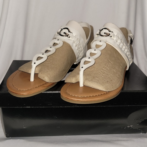 GBG Los Angeles Slingback Sandals Lovey White 8M Manmade Faux Leather - Picture 10 of 16